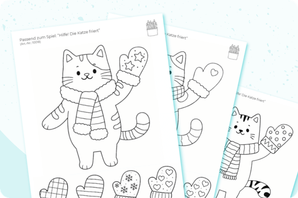 Ausmalbilder: 3 x „Hilfe! Die Katze friert“ - Ausmalbilder: 3 x Hilfe! Die Katze friert | Edeline Kidz