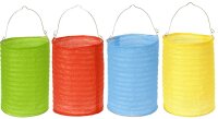 Papierlampions zylindrisch, Grundfarben, 4er Set