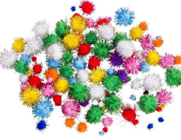 Glitter Pom Poms 100er Set