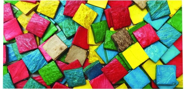 Quadrate aus Kokosnussschalen bunt 150g