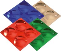Farbige gew&ouml;lbte Spiegel 33x33 cm 4er Set