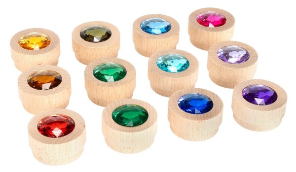 Holz-Funkelsteine Regenbogen 12er Set