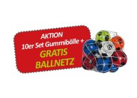 Gummib&auml;lle, 10er Set + Ballnetz GRATIS