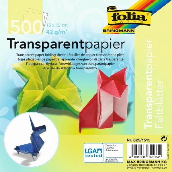 Faltbl&auml;tter transparent 15x15 cm, 500er