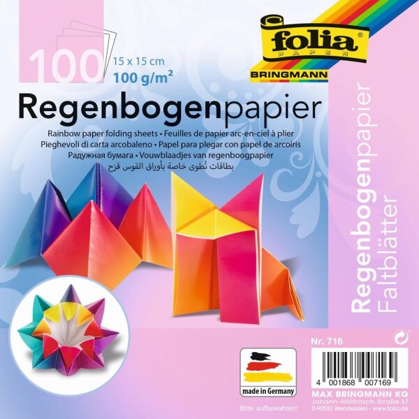Faltbl&auml;tter Regenbogen 15x15 cm,100er