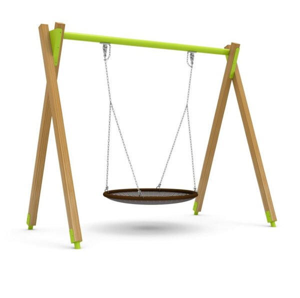 Nestschaukel mit Holzpfosten