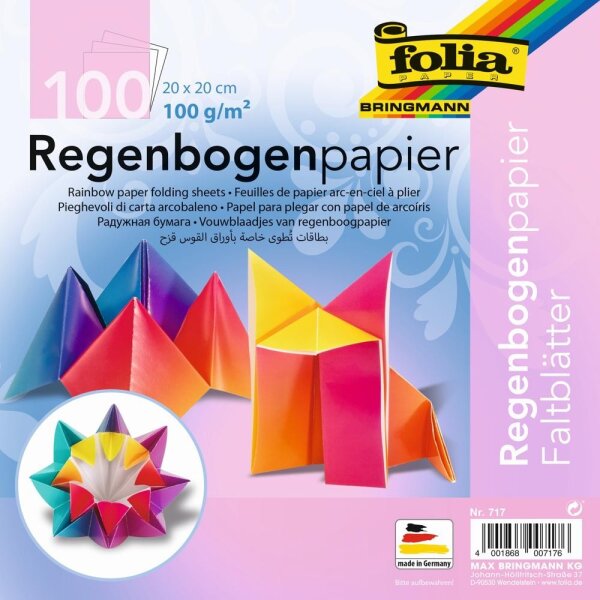 Faltbl&auml;tter Regenbogen 20x20cm,100er