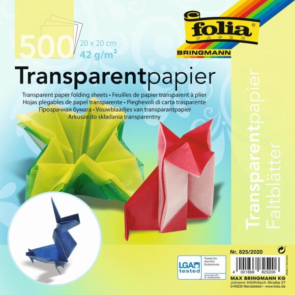 Faltbl&auml;tter transparent 20x20 cm, 500er