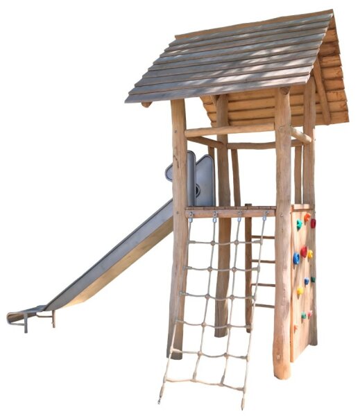 Spielger&auml;t Kletterturm Robinie mit Rutsche