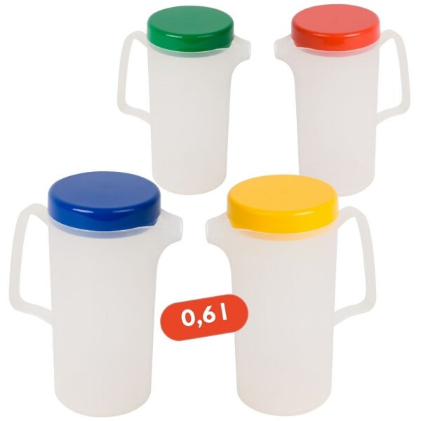 Kanne transparent mit Deckel 0,6l - versch. Farben