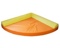 Kuschelecke Viertelkreis  Kunstleder orange - gr&uuml;n
