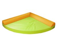 Kuschelecke Viertelkreis  Kunstleder gr&uuml;n-orange
