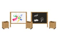 Outdoor Maltafel + Kreidetafel + 3 Pflanzk&auml;sten