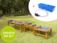Sparset: Outd. Sand- u. Wassertische 3er Set m.P.