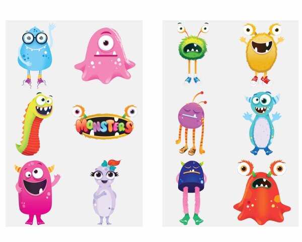Tattoos Mini Monster, 6er-Set