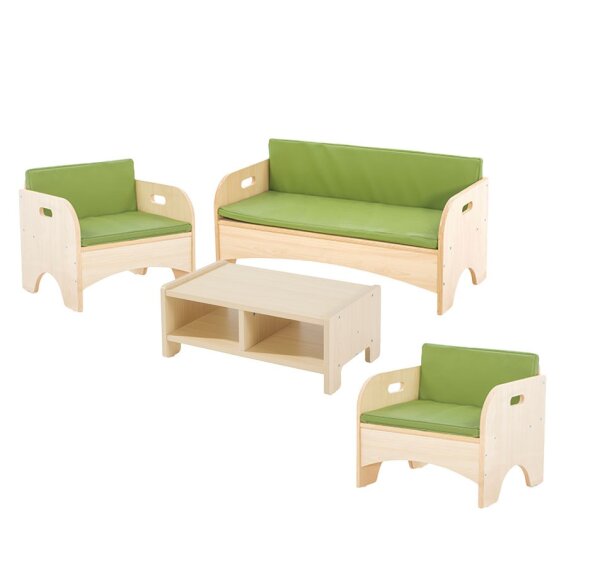 Sitzgruppe, 4-tlg. Tisch, Sofa, 2 Sessel