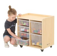 Regalwagen mit 4+2 Boxen mit Kind