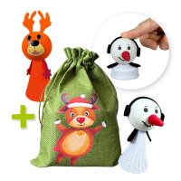 WS25:Beutel gr&uuml;n+Jumpy Elch/Schneemann
