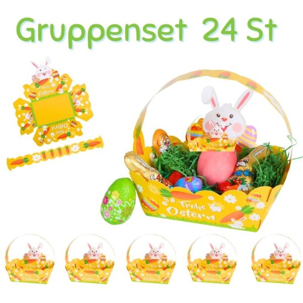 Osterk&ouml;rbchen Hase gelb - 24er Set