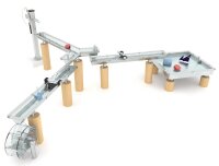 Matschtisch F mit Pumpe, Edelstahl Robinie