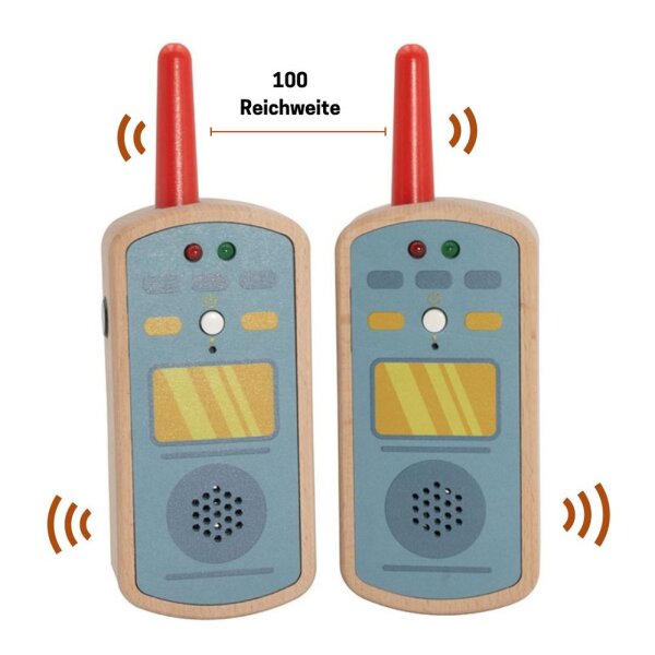 Holz Walkie-Talkie, 2er Set mit Reichweite 100 m