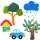 Knetmasse Bastelideen Auto, Haus, Baum, Wolke