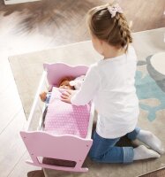 Puppenwiege Rosa, 4-tlg.