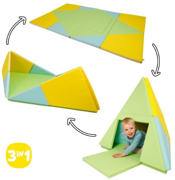 3-in-1 Spielmatte, faltbar zu Tipi-Zelt und  Boot