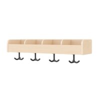 Garderobenablage 80 cm, 4 F&auml;cher, schr&auml;g