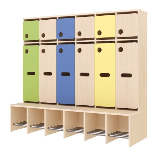 Komplettgarderobe mit T&uuml;ren, 6 Pl&auml;tze