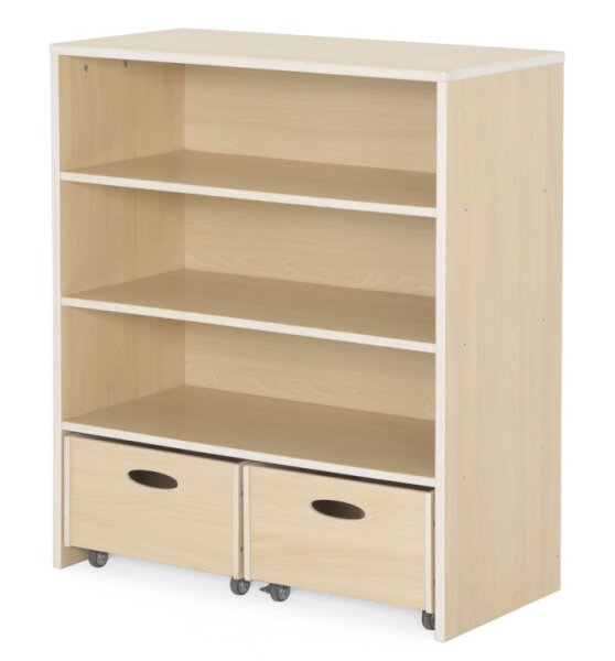 Regalschrank mit Rollk&auml;sten, schr&auml;g