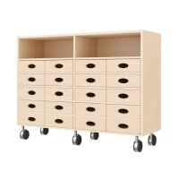 Regalschrank, 20 Materialk&auml;sten, Rollen
