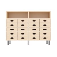 Regalschrank, 20 Materialk&auml;sten, Stellf&uuml;&szlig;e, fronta