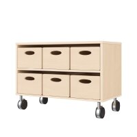 Regalschrank mit Rollen schr&auml;g