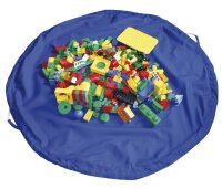 Aufr&auml;umsack Spieldecke Blau mit Bausteinen