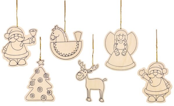 Weihnachtsanh&auml;nger Outline 6er