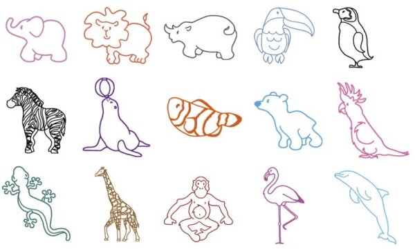 Ministempel Zootiere